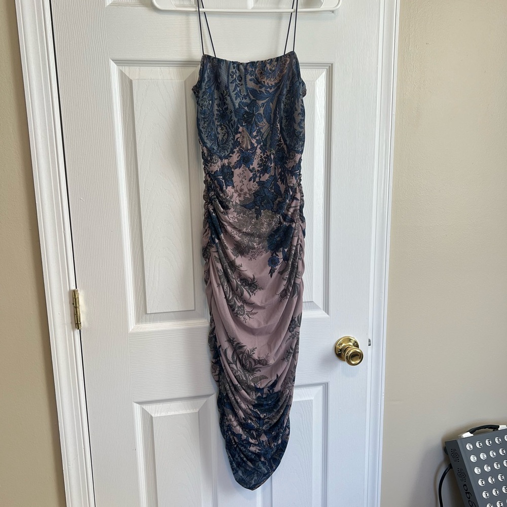 Windsor Strapless Blue and Gray Dress